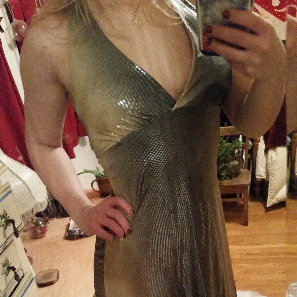 HOT shiny halter mini dress